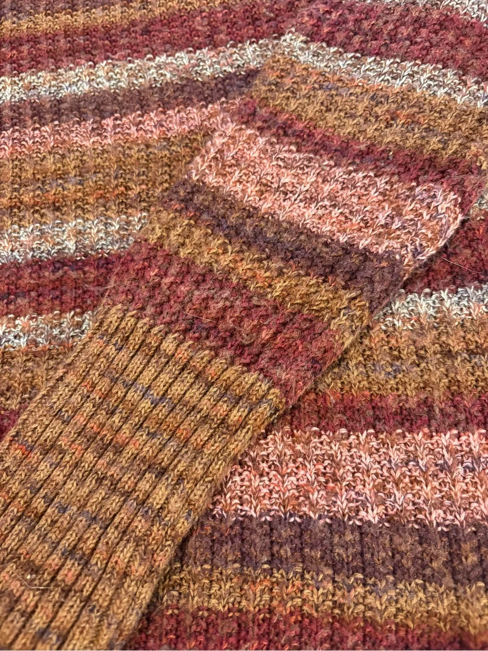 Maurices Men's Striped Crewneck Sweater in Rust, Pink & Maroon